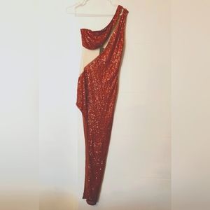 Fashion Nova one Shoulder Sexy Dress Copper Sequence Small